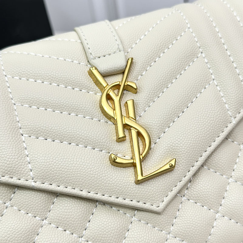 N品 YSL サンローラン 人気バッグ エンヴェロップ スモール オフホワイト 600195BOW919207 カーフスキンレザー ゴールド金具 激安優良店 - 画像 (6)
