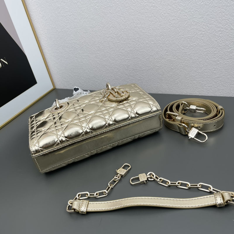 N品 DIOR ディオール Lady D-Joy バッグ スモール M0613ONGE_N000 ゴールド ゴールド金具 激安優良店 - 画像 (6)