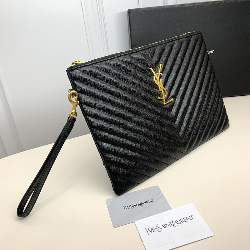 N品 YSL サンローラン 人気バッグ モノグラム タブレットポーチ ブラック 559193CWU011000 カーフスキンレザー ゴールド金具 激安優良店 - 画像 (9)