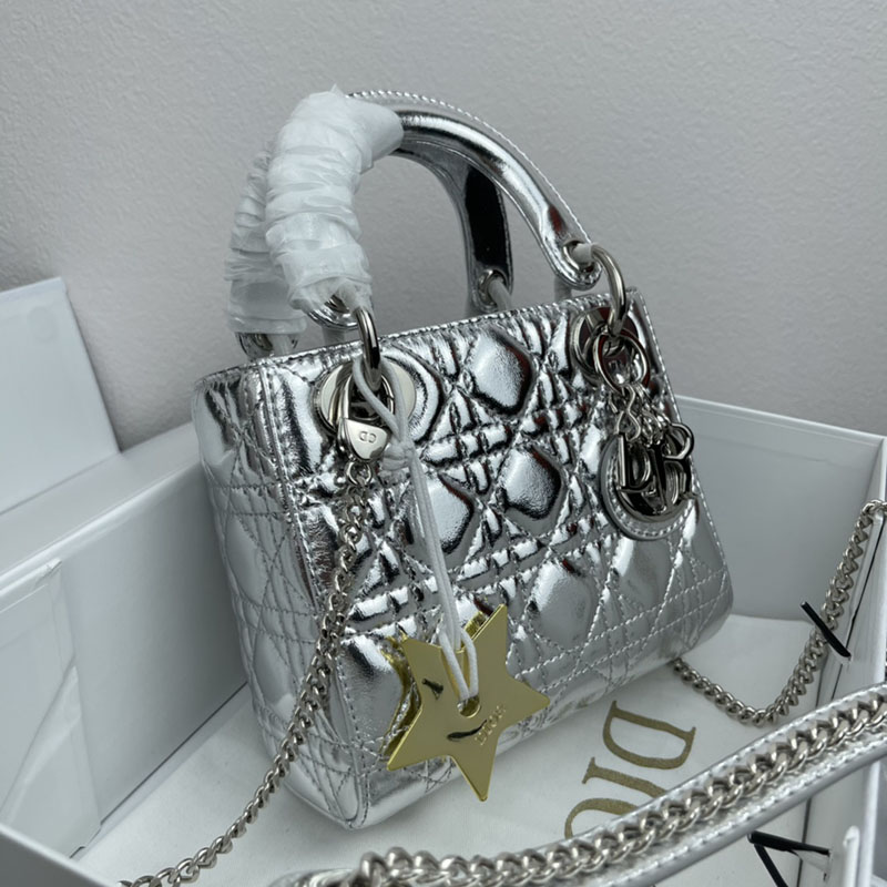 N品 DIOR ディオール Lady Dior バッグ ミニ M0505ONGE_N012 シルバー シルバー金具 激安優良店 - 画像 (9)
