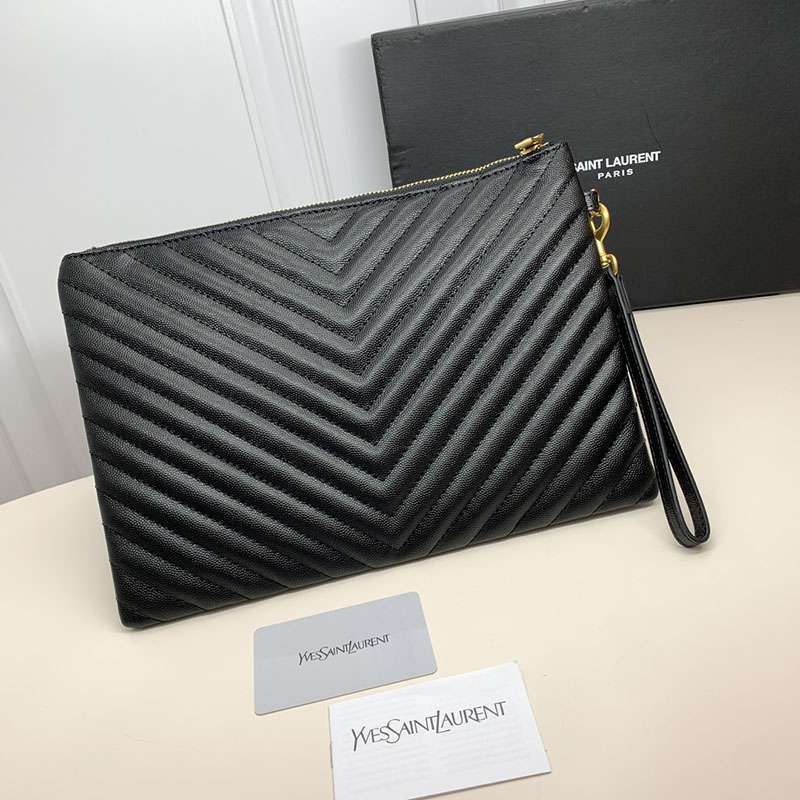 N品 YSL サンローラン 人気バッグ モノグラム タブレットポーチ ブラック 559193CWU011000 カーフスキンレザー ゴールド金具 激安優良店 - 画像 (8)