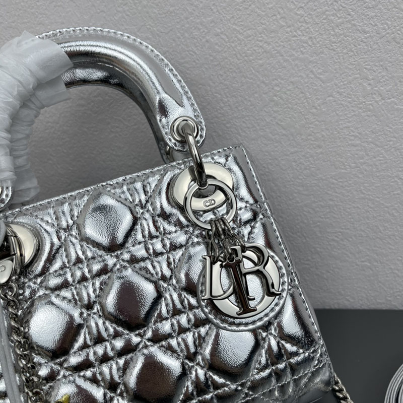 N品 DIOR ディオール Lady Dior バッグ ミニ M0505ONGE_N012 シルバー シルバー金具 激安優良店 - 画像 (8)