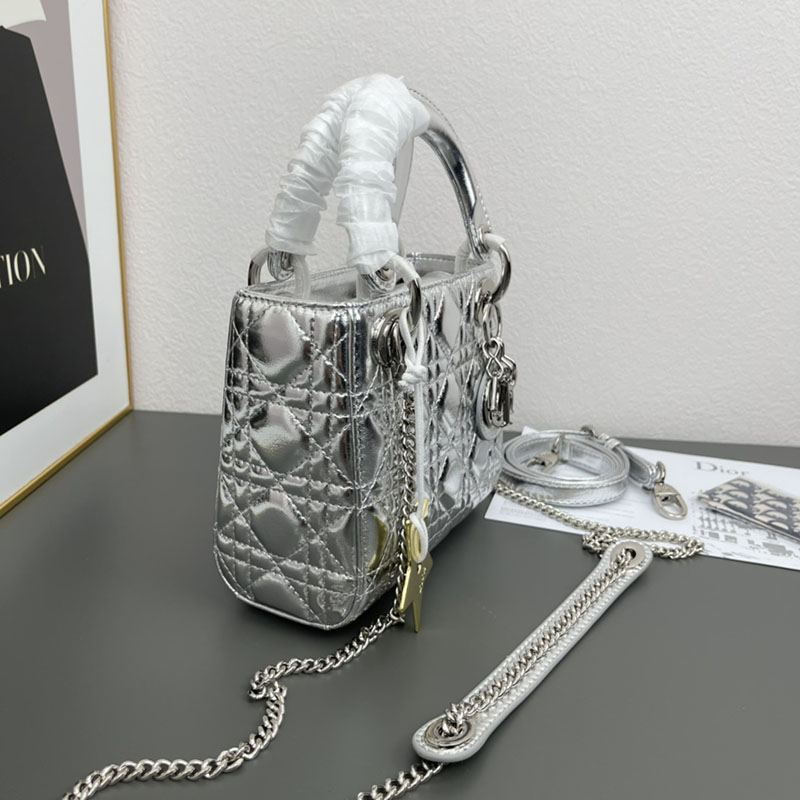 N品 DIOR ディオール Lady Dior バッグ ミニ M0505ONGE_N012 シルバー シルバー金具 激安優良店 - 画像 (7)