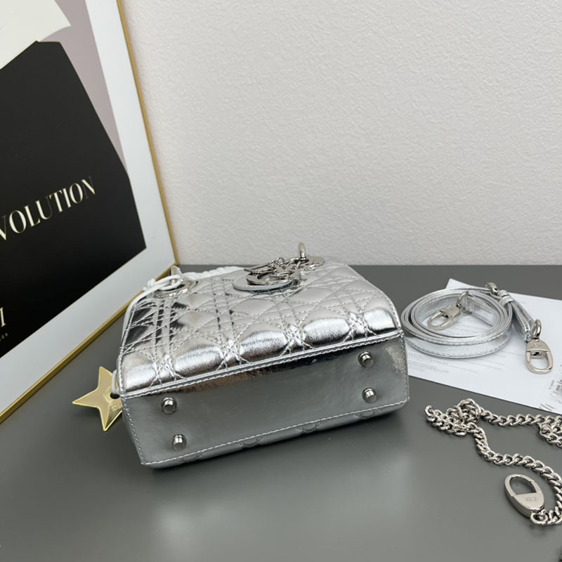 N品 DIOR ディオール Lady Dior バッグ ミニ M0505ONGE_N012 シルバー シルバー金具 激安優良店 - 画像 (5)