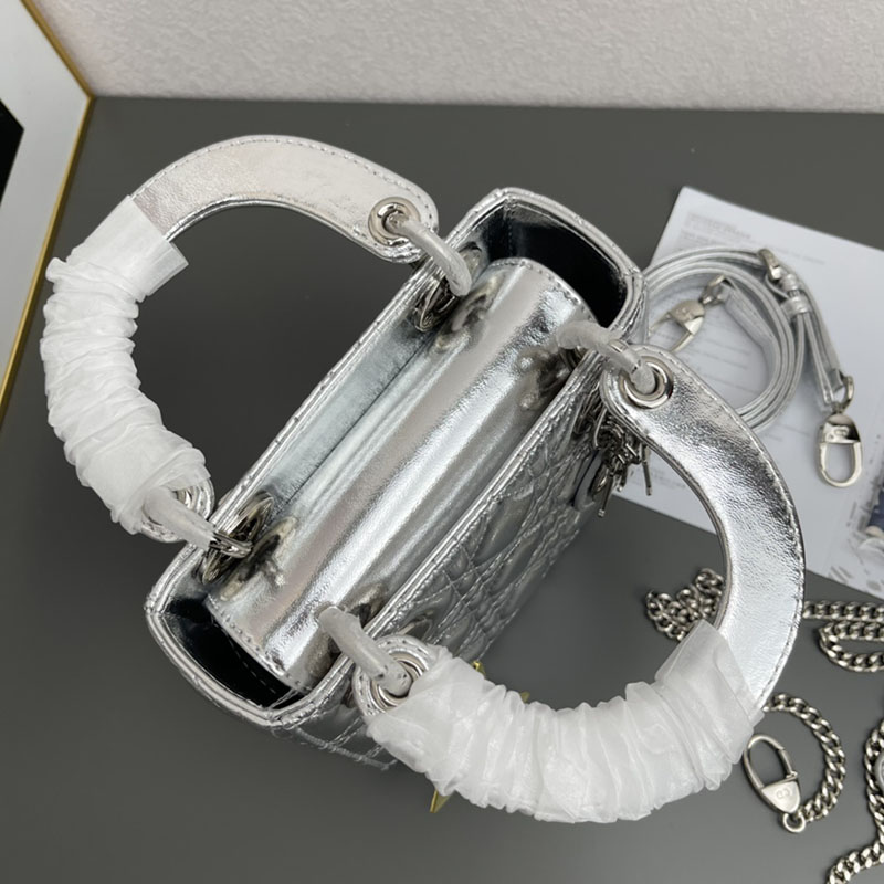 N品 DIOR ディオール Lady Dior バッグ ミニ M0505ONGE_N012 シルバー シルバー金具 激安優良店 - 画像 (4)