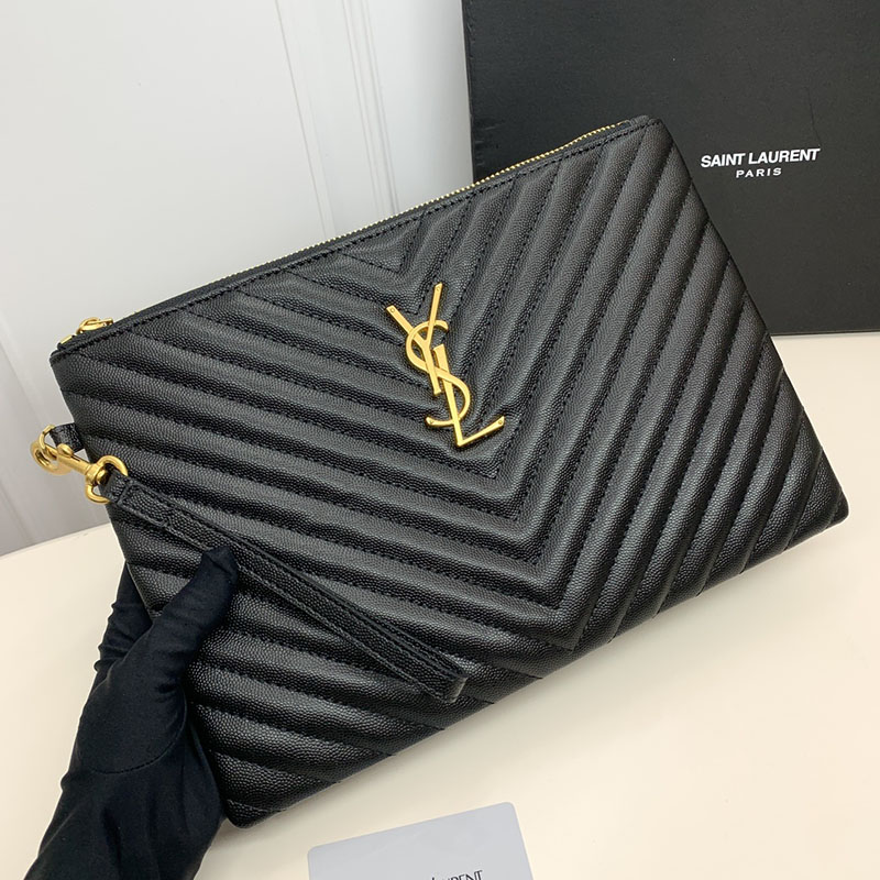 N品 YSL サンローラン 人気バッグ モノグラム タブレットポーチ ブラック 559193CWU011000 カーフスキンレザー ゴールド金具 激安優良店 - 画像 (2)