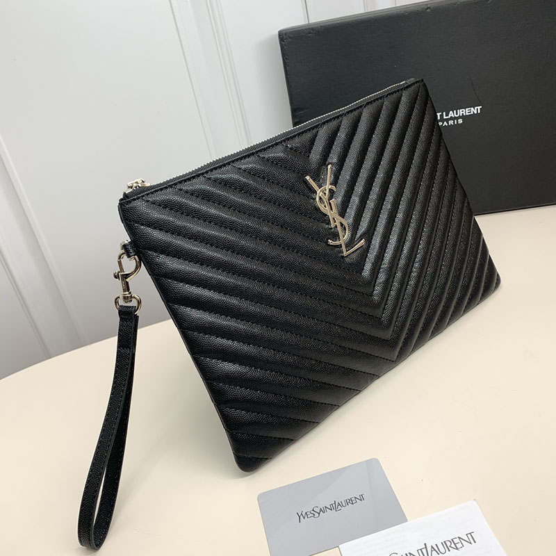 N品 YSL サンローラン 人気バッグ モノグラム タブレットポーチ ブラック 559193CWU021000 カーフスキンレザー シルバー金具 激安優良店 - 画像 (9)