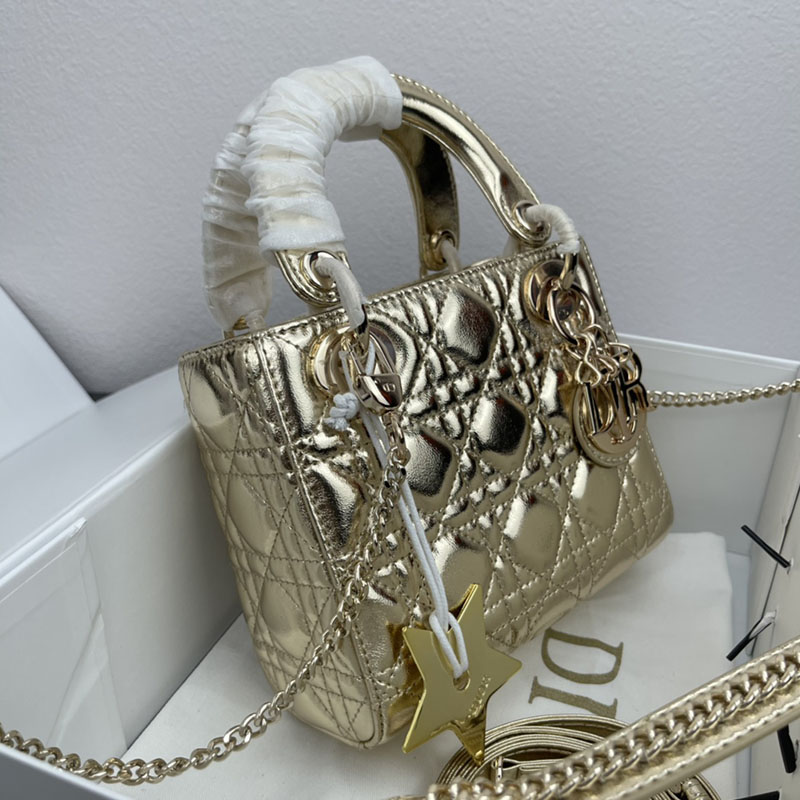 N品 DIOR ディオール Lady Dior バッグ ミニ M0505ONGE_N000 ゴールド ゴールド金具 激安優良店 - 画像 (9)