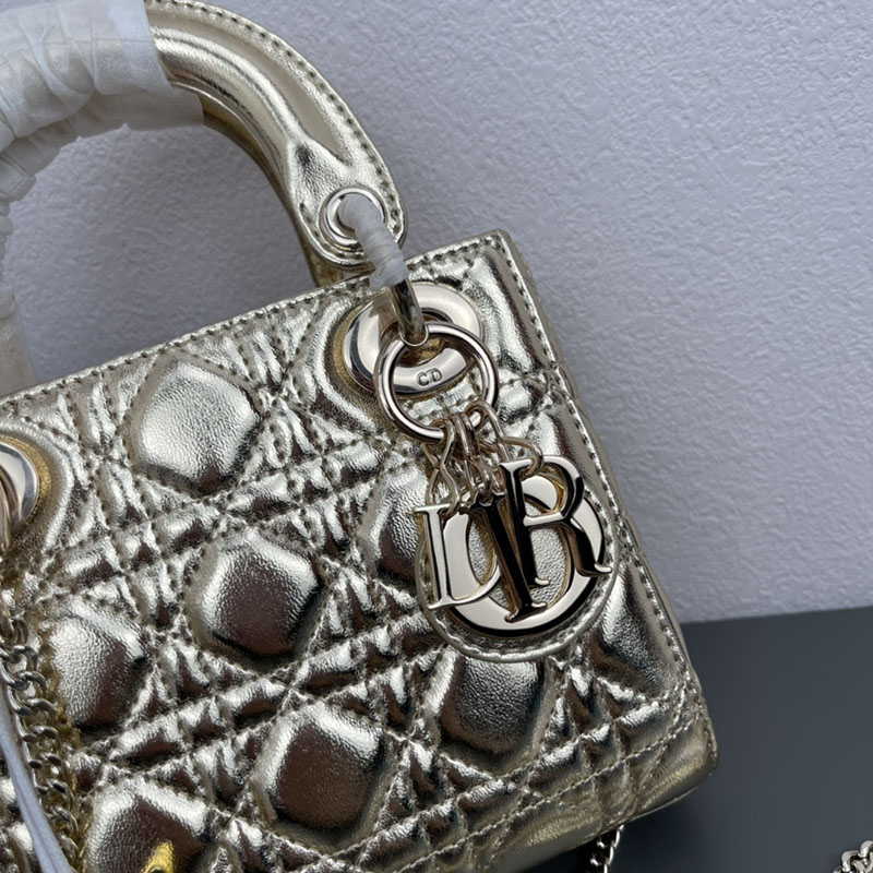 N品 DIOR ディオール Lady Dior バッグ ミニ M0505ONGE_N000 ゴールド ゴールド金具 激安優良店 - 画像 (8)