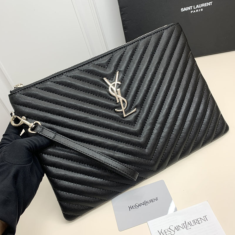 N品 YSL サンローラン 人気バッグ モノグラム タブレットポーチ ブラック 559193CWU021000 カーフスキンレザー シルバー金具 激安優良店 - 画像 (7)