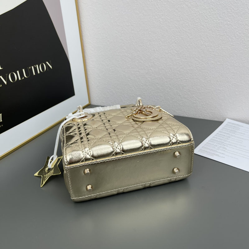 N品 DIOR ディオール Lady Dior バッグ ミニ M0505ONGE_N000 ゴールド ゴールド金具 激安優良店 - 画像 (5)