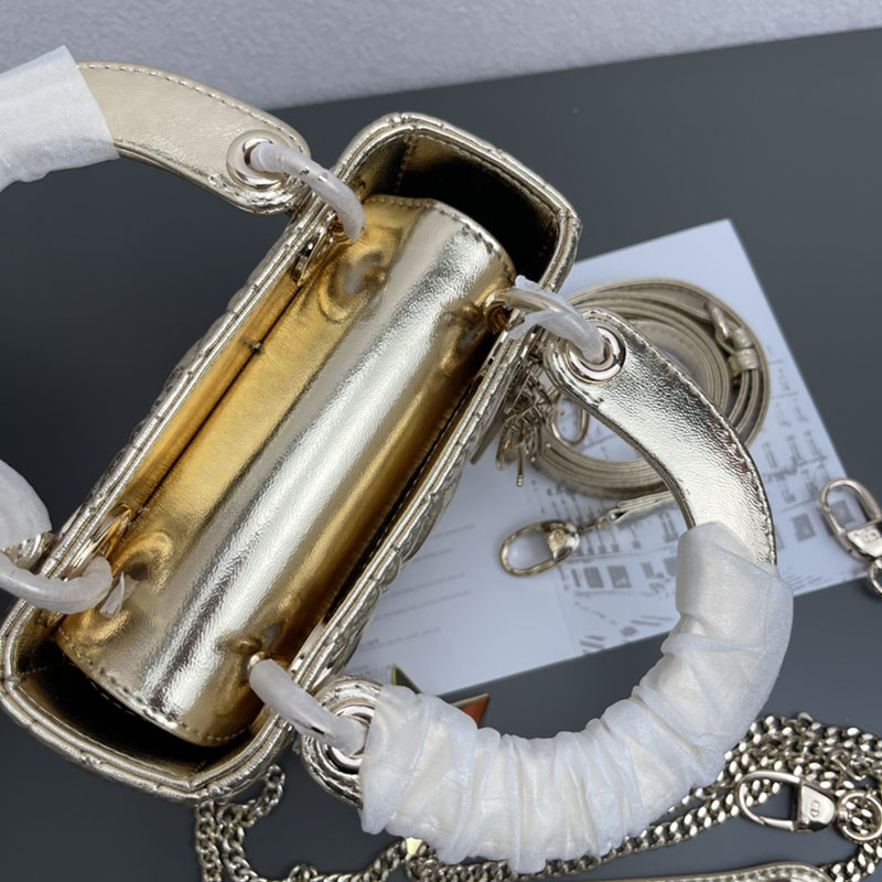 N品 DIOR ディオール Lady Dior バッグ ミニ M0505ONGE_N000 ゴールド ゴールド金具 激安優良店 - 画像 (4)