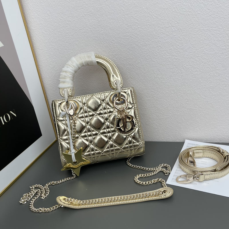 N品 DIOR ディオール Lady Dior バッグ ミニ M0505ONGE_N000 ゴールド ゴールド金具 激安優良店 - 画像 (2)