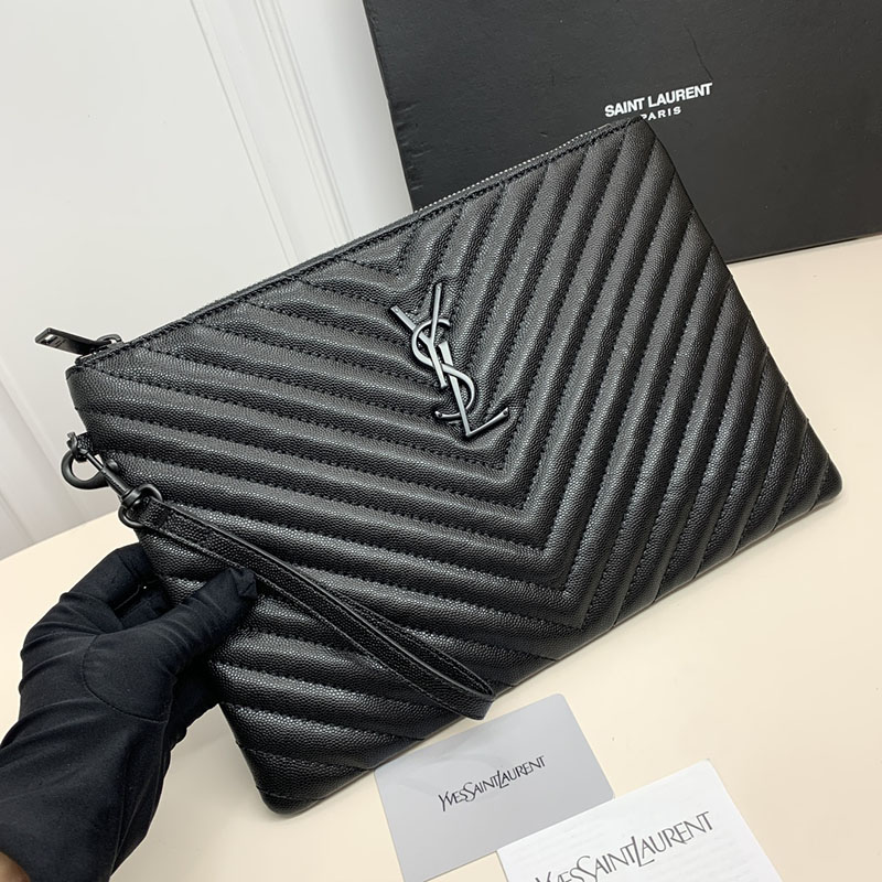 N品 YSL サンローラン 人気バッグ モノグラム タブレットポーチ ブラック 559193CWU081000 カーフスキンレザー ブラック金具 激安優良店 - 画像 (7)