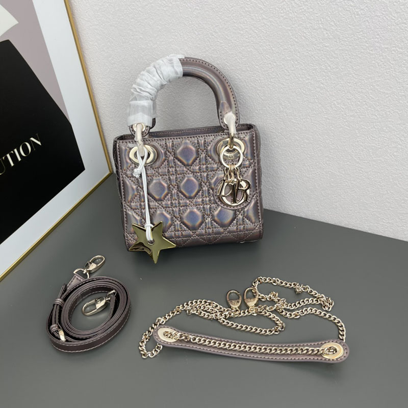 N品 DIOR ディオール Lady Dior バッグ ミニ M0505ONGE_M30G スティールグレー ゴールド金具 激安優良店 - 画像 (3)