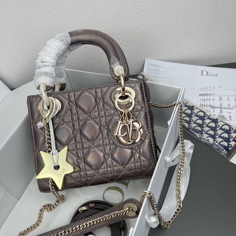 N品 DIOR ディオール Lady Dior バッグ ミニ M0505ONGE_M30G スティールグレー ゴールド金具 激安優良店 - 画像 (2)