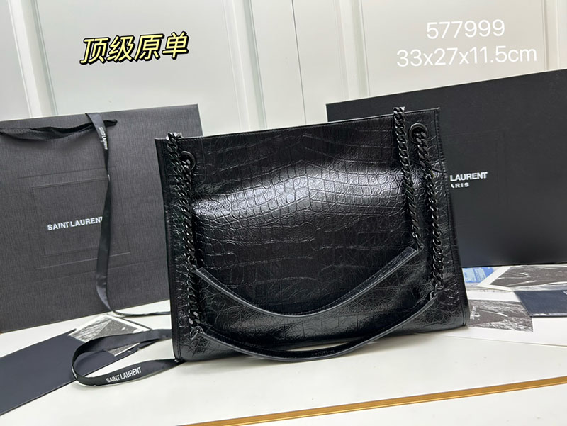 N品 YSL サンローラン 人気バッグ ニキ ショッピングバッグ ブラック 5779990EN041062 レザー ブラック金具 激安優良店 - 画像 (9)