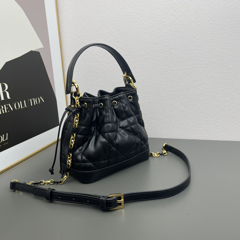 N品 DIOR ディオール Dior Jolie バケットバッグ スモール M2780UNKW_M900 黒 ブラック ゴールド金具 激安優良店 - 画像 (9)