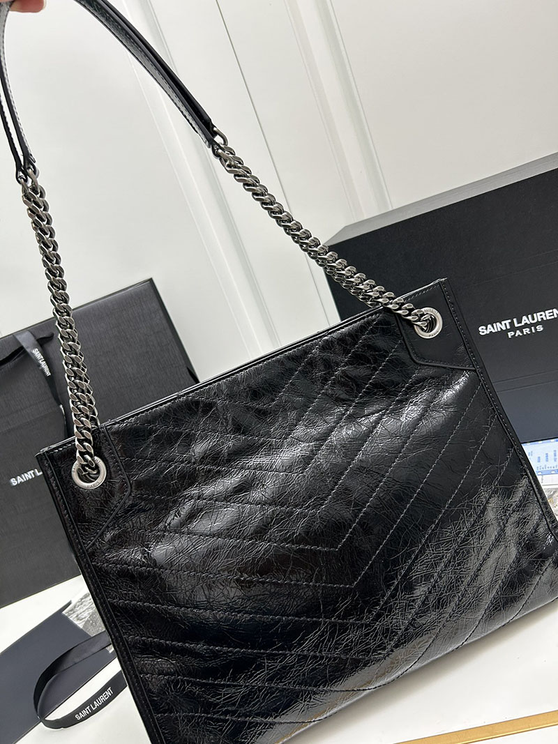 N品 YSL サンローラン 人気バッグ ニキ ショッピングバッグ ブラック 5779990EN041000 レザー シルバー金具 激安優良店 - 画像 (7)