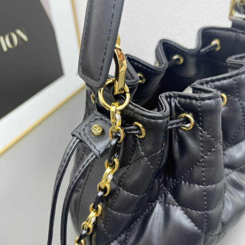 N品 DIOR ディオール Dior Jolie バケットバッグ スモール M2780UNKW_M900 黒 ブラック ゴールド金具 激安優良店 - 画像 (7)