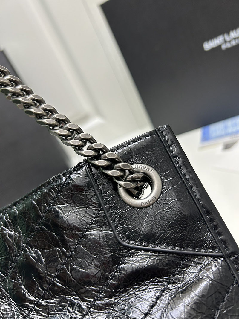 N品 YSL サンローラン 人気バッグ ニキ ショッピングバッグ ブラック 5779990EN041000 レザー シルバー金具 激安優良店 - 画像 (6)