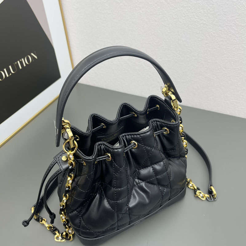 N品 DIOR ディオール Dior Jolie バケットバッグ スモール M2780UNKW_M900 黒 ブラック ゴールド金具 激安優良店 - 画像 (5)
