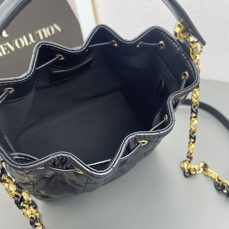 N品 DIOR ディオール Dior Jolie バケットバッグ スモール M2780UNKW_M900 黒 ブラック ゴールド金具 激安優良店 - 画像 (4)
