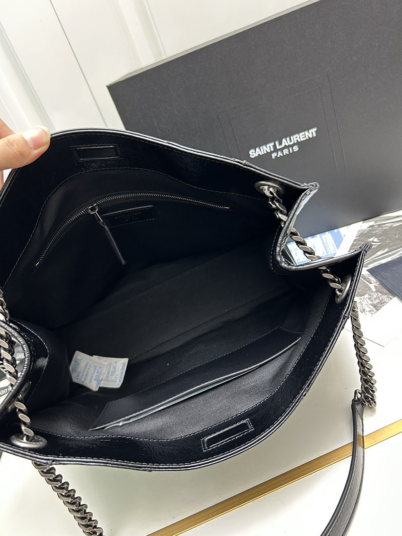 N品 YSL サンローラン 人気バッグ ニキ ショッピングバッグ ブラック 5779990EN041000 レザー シルバー金具 激安優良店 - 画像 (3)