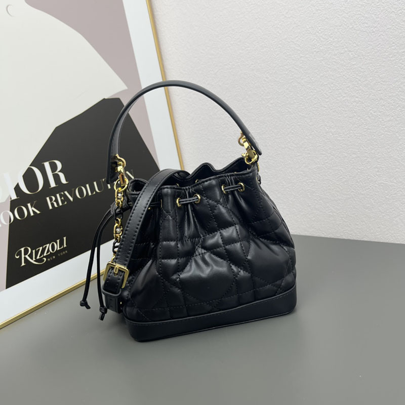 N品 DIOR ディオール Dior Jolie バケットバッグ スモール M2780UNKW_M900 黒 ブラック ゴールド金具 激安優良店 - 画像 (2)