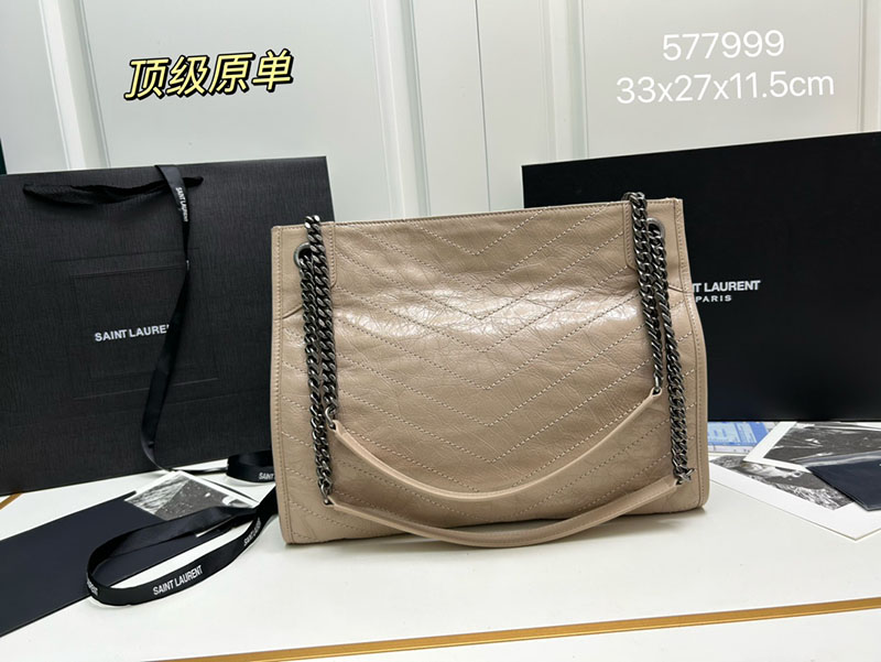 N品 YSL サンローラン 人気バッグ ニキ ショッピングバッグ GREYISH BROWN 5779990EN042826 レザー シルバー金具 激安優良店 - 画像 (8)