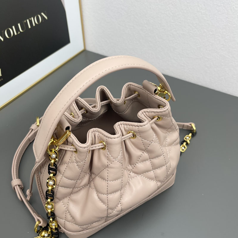 N品 DIOR ディオール Dior Jolie バケットバッグ スモール M2780UNKW_M51U ピンクベージュ ゴールド金具 激安優良店 - 画像 (6)