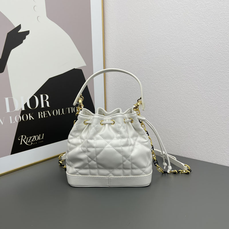 N品 DIOR ディオール Dior Jolie バケットバッグ スモール M2780UNKW_M030 ホワイト ゴールド金具 激安優良店 - 画像 (9)