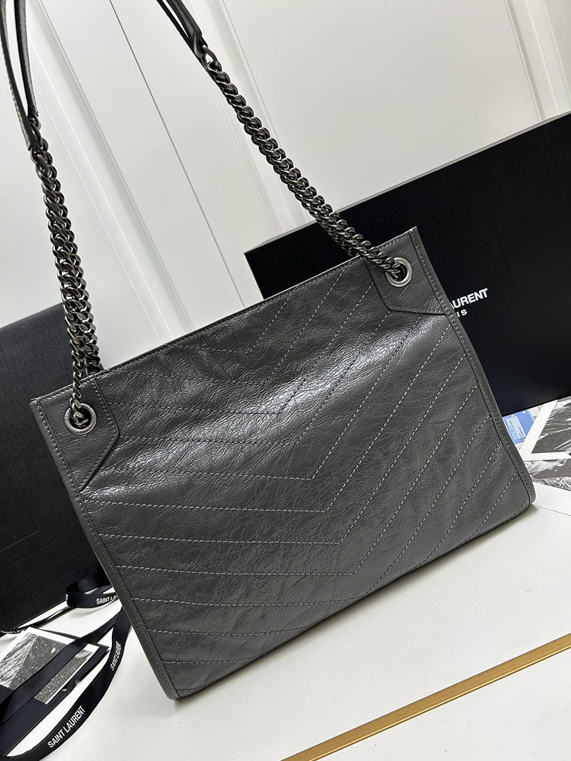 N品 YSL サンローラン 人気バッグ ニキ ショッピングバッグ グレー 5779990EN041112 レザー シルバー金具 激安優良店 - 画像 (7)