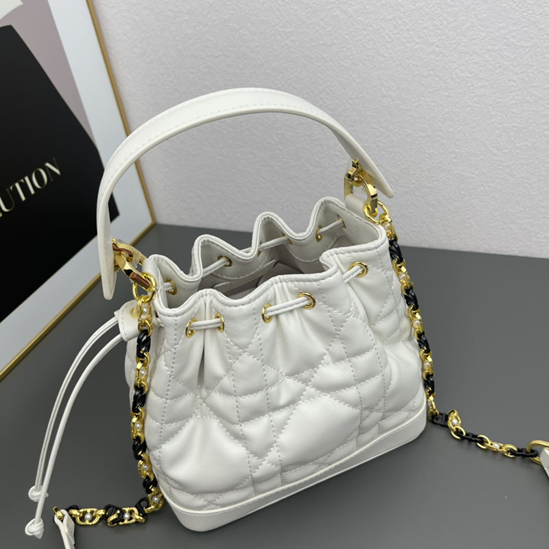 N品 DIOR ディオール Dior Jolie バケットバッグ スモール M2780UNKW_M030 ホワイト ゴールド金具 激安優良店 - 画像 (5)
