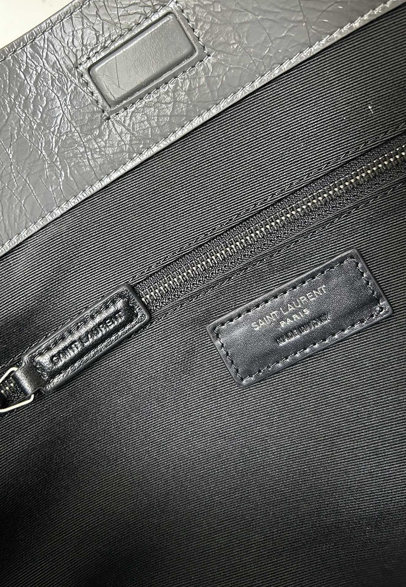N品 YSL サンローラン 人気バッグ ニキ ショッピングバッグ グレー 5779990EN041112 レザー シルバー金具 激安優良店 - 画像 (2)