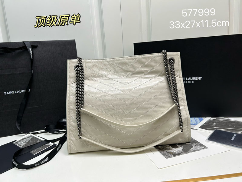 N品 YSL サンローラン 人気バッグ ニキ ショッピングバッグ オフホワイト 5779990EN049207 レザー シルバー金具 激安優良店 - 画像 (9)