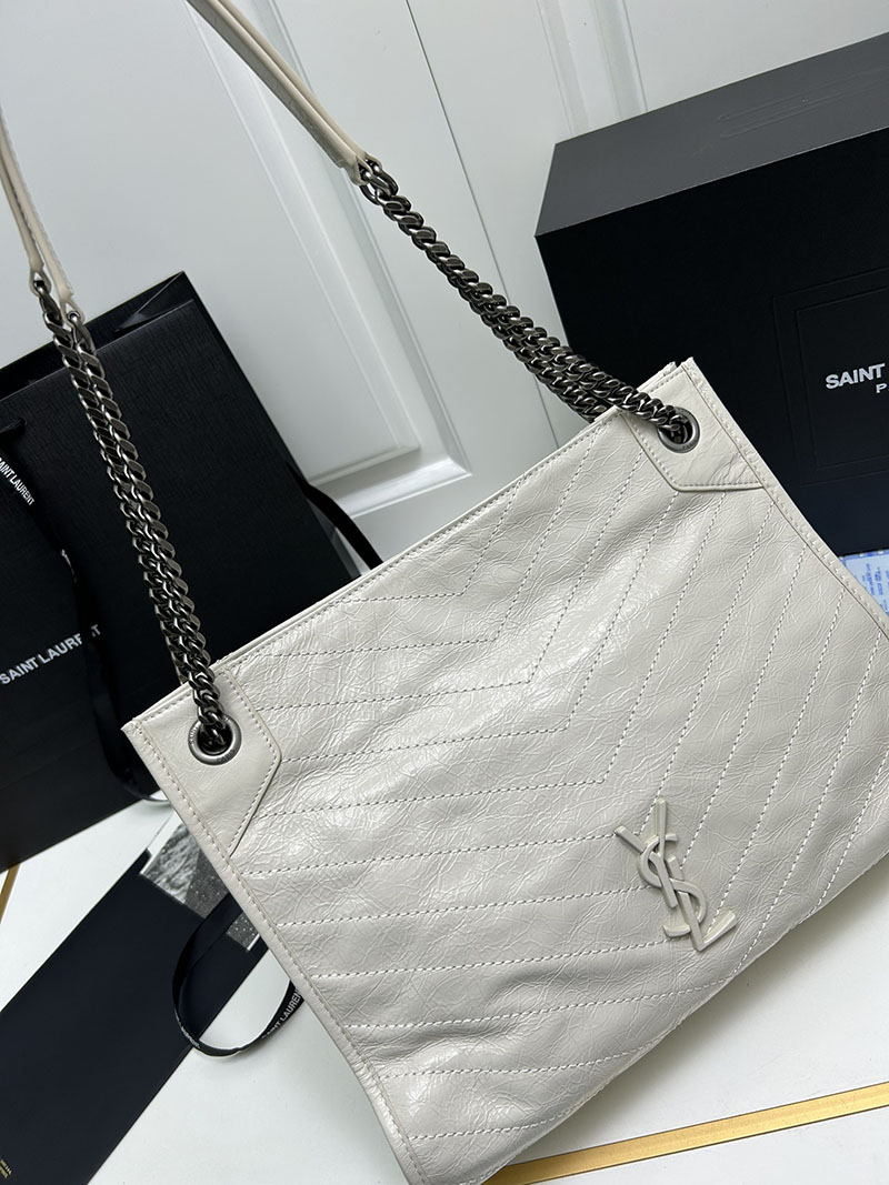 N品 YSL サンローラン 人気バッグ ニキ ショッピングバッグ オフホワイト 5779990EN049207 レザー シルバー金具 激安優良店 - 画像 (8)