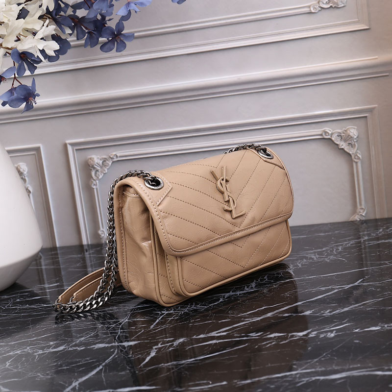 N品 YSL サンローラン バッグ アウトレット ニキ ベイビー ダークベージュ 6331600EN042721 カーフスキンレザー シルバー金具 激安優良店 - 画像 (9)