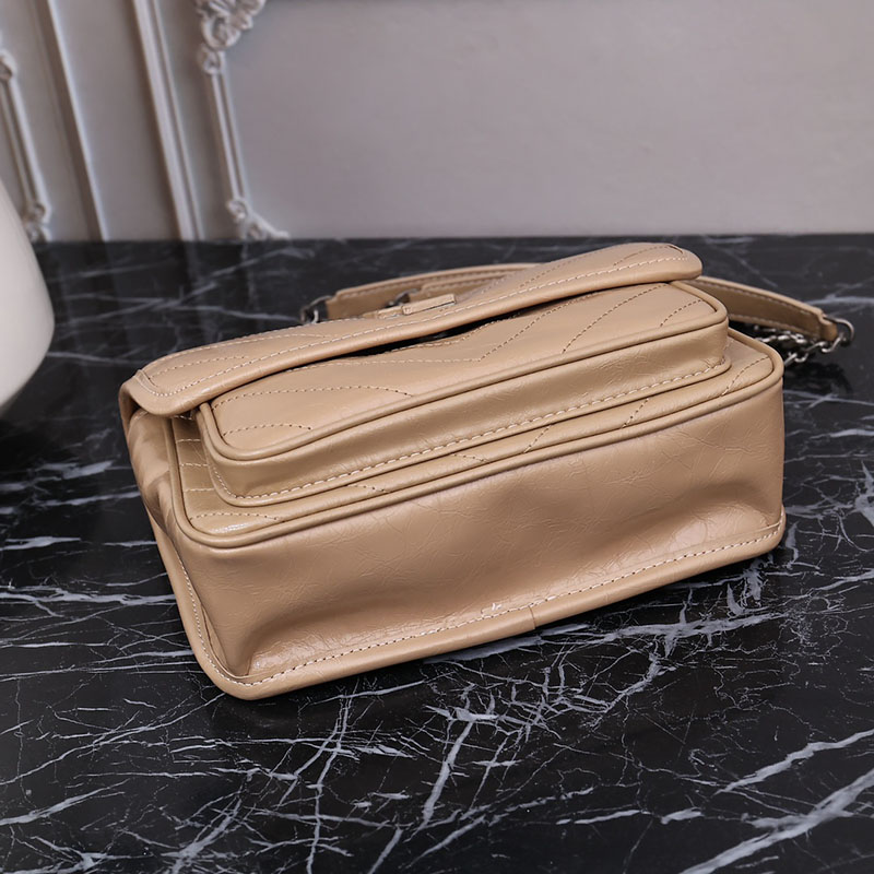 N品 YSL サンローラン バッグ アウトレット ニキ ベイビー ダークベージュ 6331600EN042721 カーフスキンレザー シルバー金具 激安優良店 - 画像 (7)