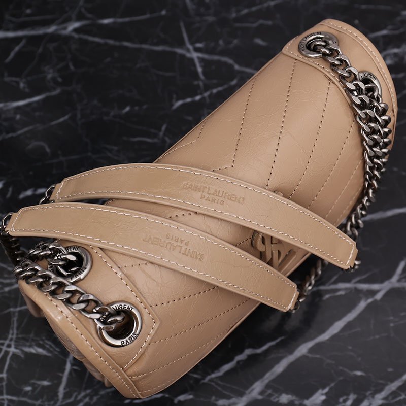 N品 YSL サンローラン バッグ アウトレット ニキ ベイビー ダークベージュ 6331600EN042721 カーフスキンレザー シルバー金具 激安優良店 - 画像 (4)