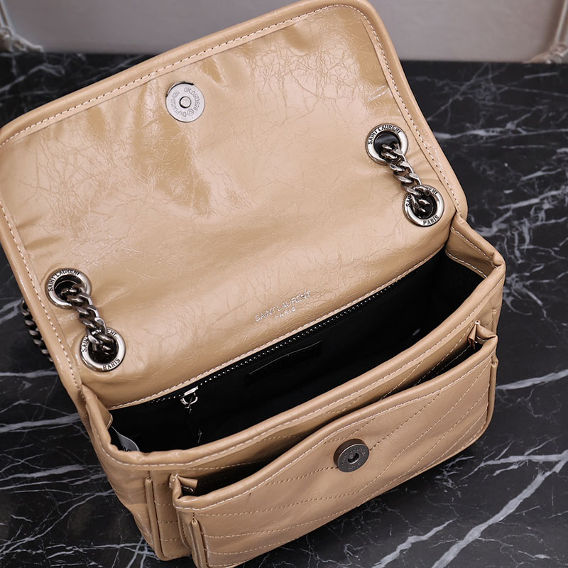 N品 YSL サンローラン バッグ アウトレット ニキ ベイビー ダークベージュ 6331600EN042721 カーフスキンレザー シルバー金具 激安優良店 - 画像 (3)