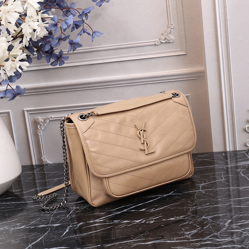 N品 YSL サンローラン バッグ アウトレット ニキ ミディアム ダークベージュ 6331580EN042721 カーフスキンレザー シルバー金具 激安優良店 - 画像 (9)
