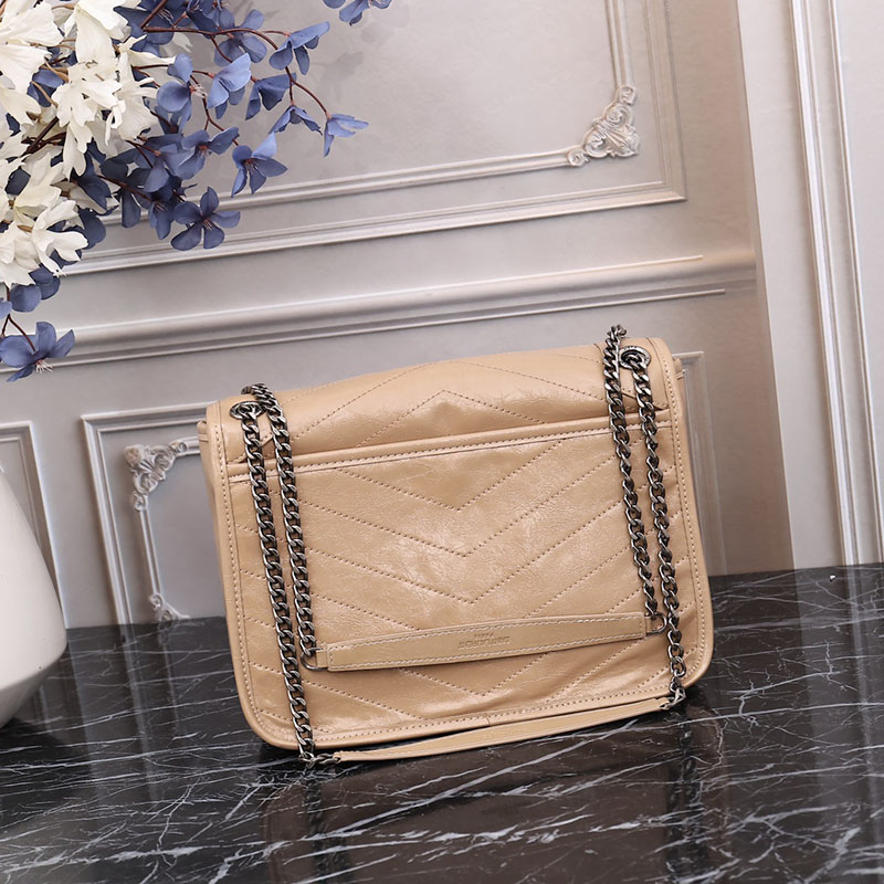 N品 YSL サンローラン バッグ アウトレット ニキ ミディアム ダークベージュ 6331580EN042721 カーフスキンレザー シルバー金具 激安優良店 - 画像 (8)