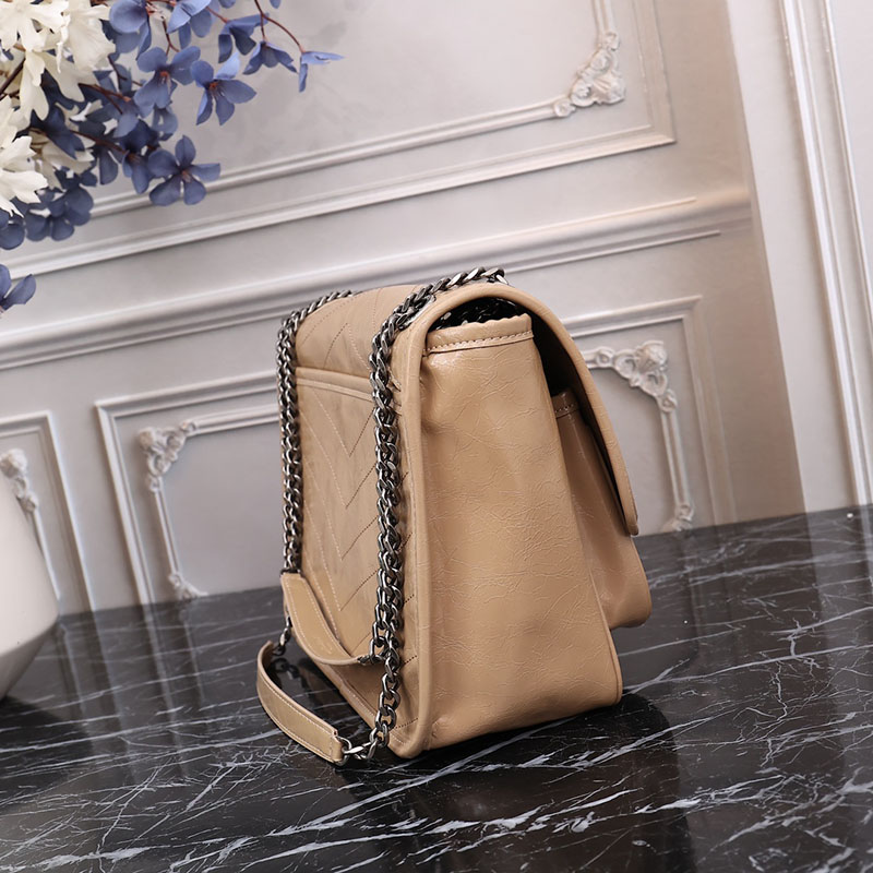 N品 YSL サンローラン バッグ アウトレット ニキ ミディアム ダークベージュ 6331580EN042721 カーフスキンレザー シルバー金具 激安優良店 - 画像 (5)
