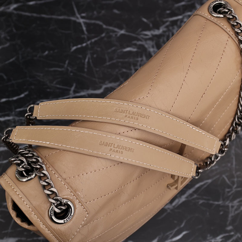 N品 YSL サンローラン バッグ アウトレット ニキ ミディアム ダークベージュ 6331580EN042721 カーフスキンレザー シルバー金具 激安優良店 - 画像 (4)
