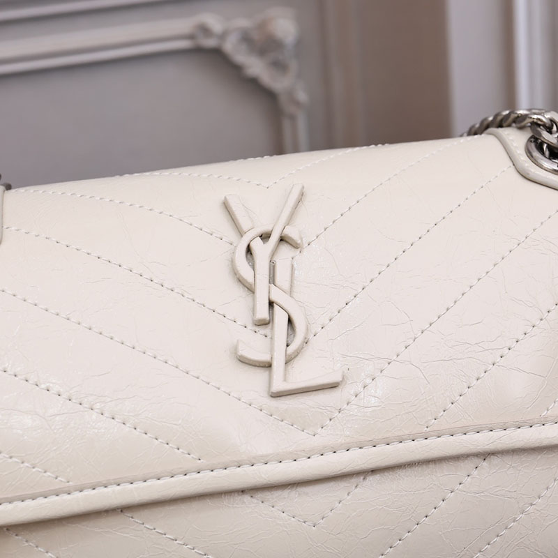 N品 YSL サンローラン バッグ アウトレット ニキ ベイビー オフホワイト 6331600EN049207 カーフスキンレザー シルバー金具 激安優良店 - 画像 (6)