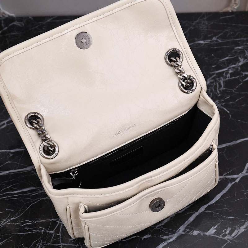 N品 YSL サンローラン バッグ アウトレット ニキ ベイビー オフホワイト 6331600EN049207 カーフスキンレザー シルバー金具 激安優良店 - 画像 (3)
