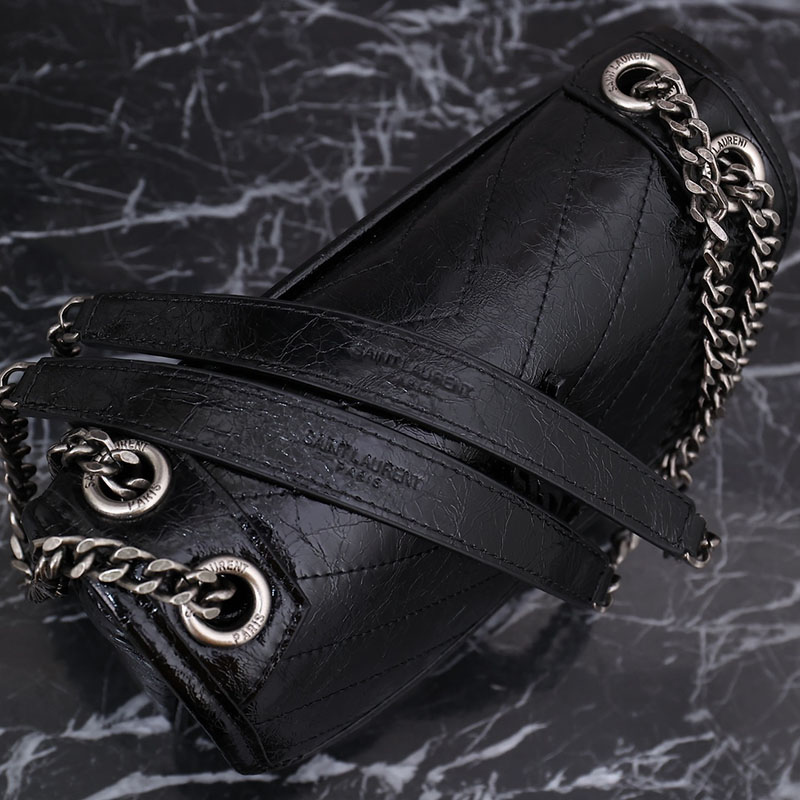 N品 YSL サンローラン バッグ アウトレット ニキ ベイビー ブラック 6331600EN041000 カーフスキンレザー シルバー金具 激安優良店 - 画像 (4)