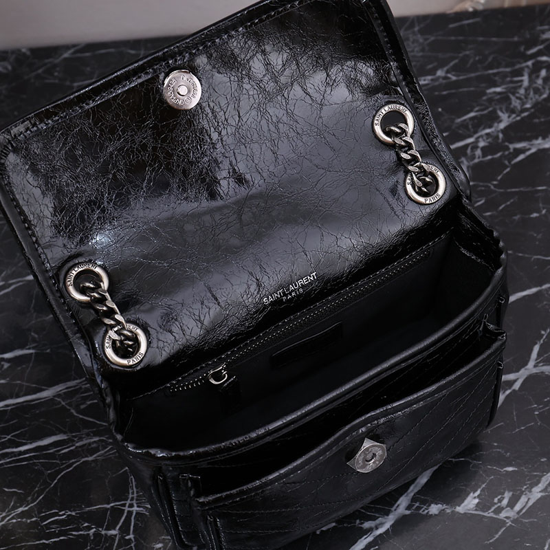 N品 YSL サンローラン バッグ アウトレット ニキ ベイビー ブラック 6331600EN041000 カーフスキンレザー シルバー金具 激安優良店 - 画像 (3)