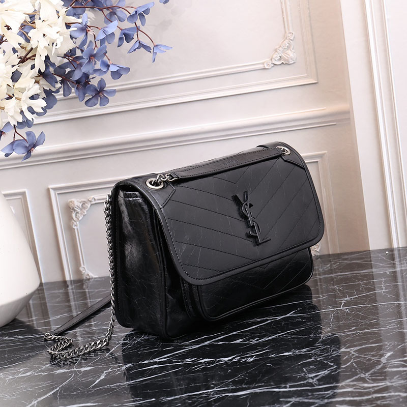 N品 YSL サンローラン バッグ アウトレット ニキ ミディアム ブラック 6331580EN041000 カーフスキンレザー シルバー金具 激安優良店 - 画像 (9)